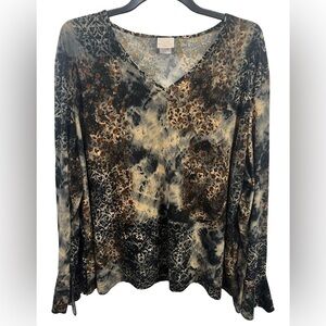 Plus size Dark Floral Longsleeve blouse